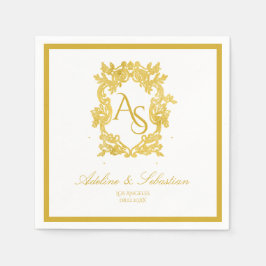  barokke monogram Crest bruiloft serviettes Servet