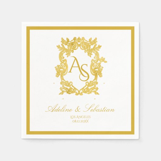 barokke monogram Crest bruiloft serviettes Servet (Voorkant)