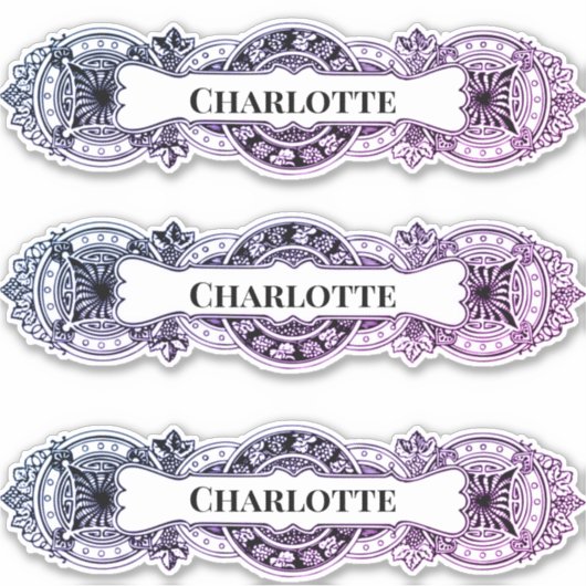 Barokke naam frame sticker (Voorkant)