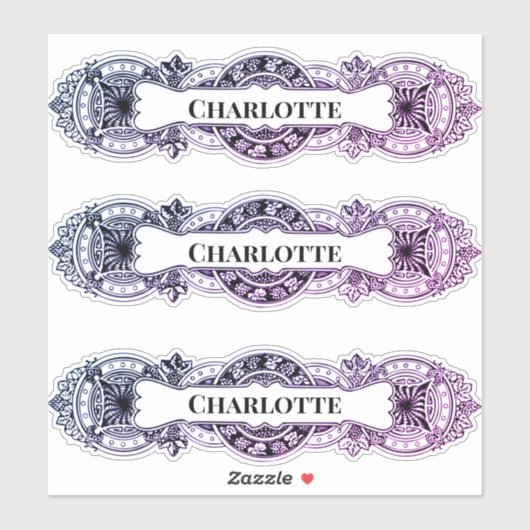 Barokke naam frame sticker (Vel)