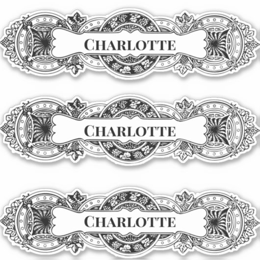  Barokke Naam Lijst Sticker (Voorkant)