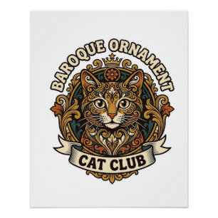 Barokke Ornament Kat Kat Liefhebber Cadeau - Barok Perfect Poster