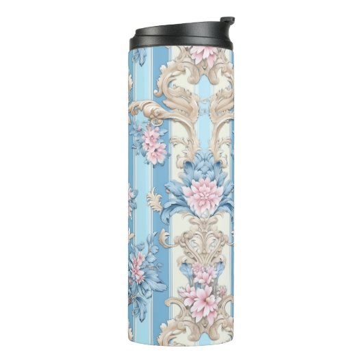 Barokke pastelbloem thermosbeker (Gedraaid links)