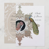 Barokke Pauw Trouw Uitnodiging - Mocha Tan (Voorkant / Achterkant)