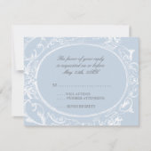 Barokke Peacock RSVP-reactiekaart - blauw RSVP Kaartje (Voorkant)