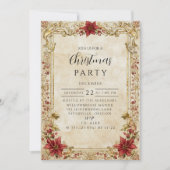 Barokke Poinsettia Elegantie Kerstmis Kaart (Voorkant)