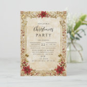 Barokke Poinsettia Elegantie Kerstmis Kaart (Staand voorkant)