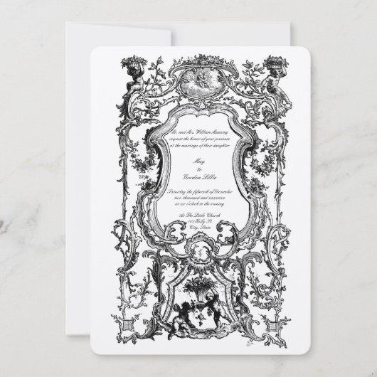 Barokke Rococo 1700'er bloemrand met cherubijnen Kaart (Voorkant)