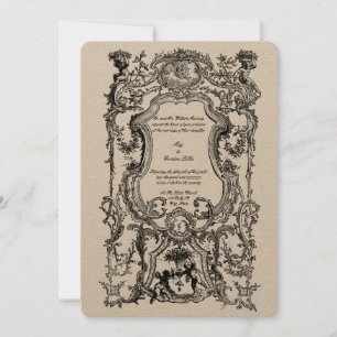 Barokke Rococo 1700'er bloemrand met cherubijnen Kaart