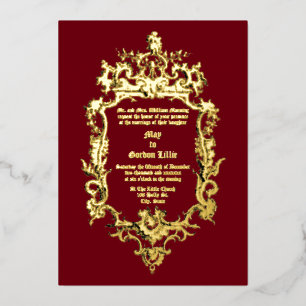 Barokke Rococo 18e-eeuwse Draak Rocaille Rand Folie Uitnodiging