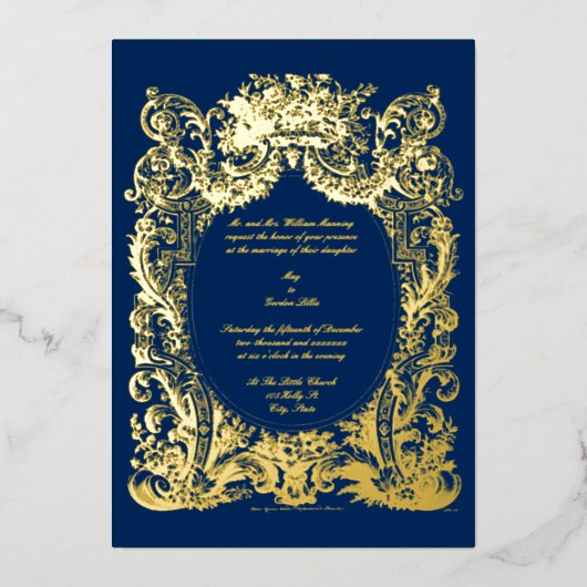 Barokke Rococo Bruiloft Folie Uitnodiging (Voorkant)