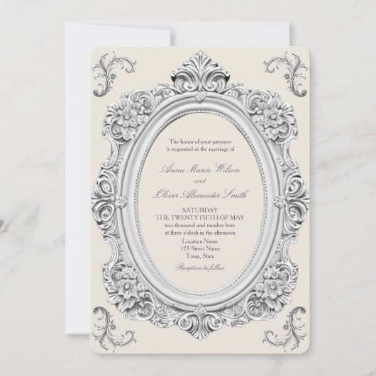  barokke rococo bruiloft kaart (Voorkant)