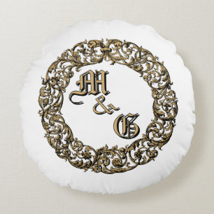 Barokke Rococo Cartouche Monogrammen Trouwringen Rond Kussen