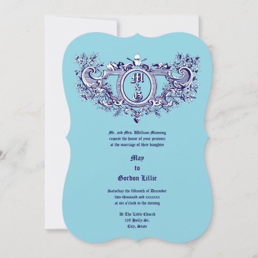 Barokke Rococo Cartouche Vlammende Harten & Vogels Kaart (Voorkant)