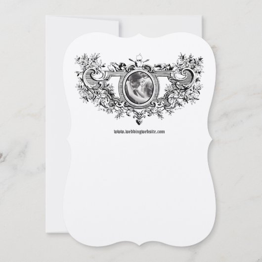 Barokke Rococo Cartouche Vlammende Harten & Vogels Kaart (Achterkant)