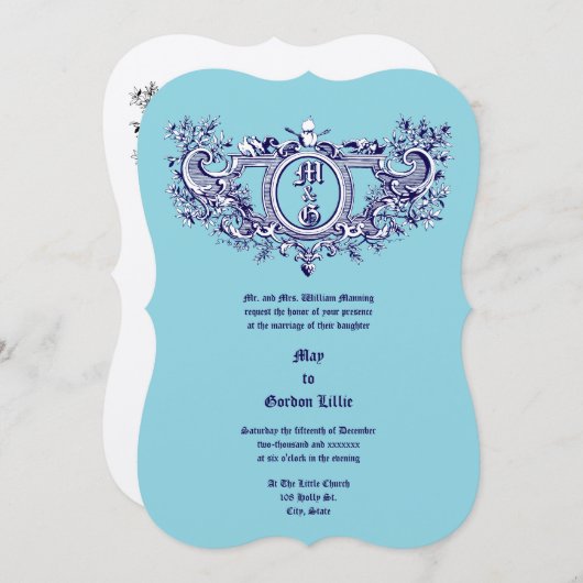 Barokke Rococo Cartouche Vlammende Harten & Vogels Kaart (Voorkant / Achterkant)