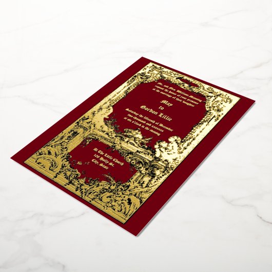 Barokke Rococo Cherubs Bloemen Huwelijk Altaar Gre Folie Uitnodiging (Gedraaid)