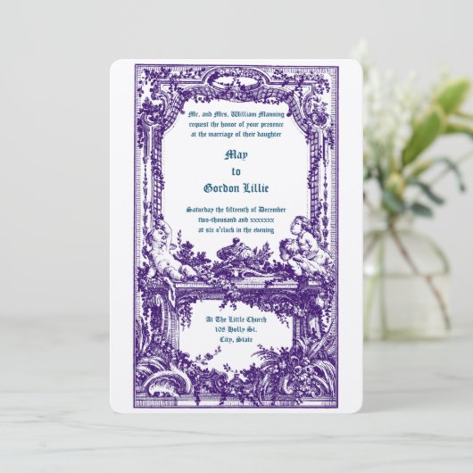 Barokke Rococo Cherubs Bloemen Huwelijk Altaar Gre Kaart (Staand voorkant)