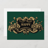 Barokke rococo cornucopia fruitcartouche feestdagenkaart (Voorkant / Achterkant)