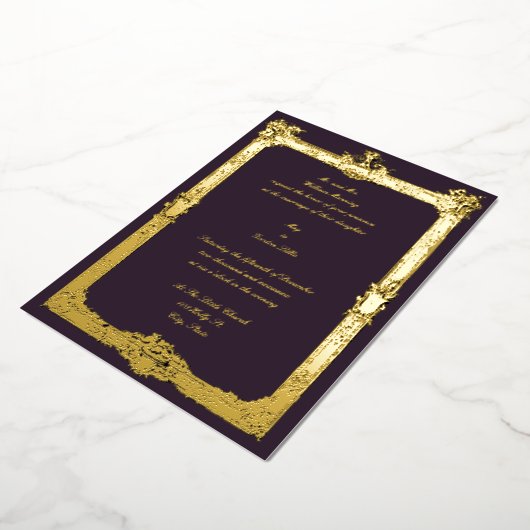 Barokke Rococo Fruit & Floral Lijst Wedding Folie Uitnodiging (Gedraaid)