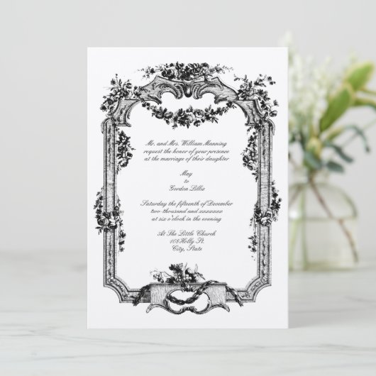 Barokke Rococo Roos Grape Lijst Kaart (Staand voorkant)