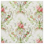  Barokke Rococo Scrolls & Rozen Patroon Stof (Close Up)