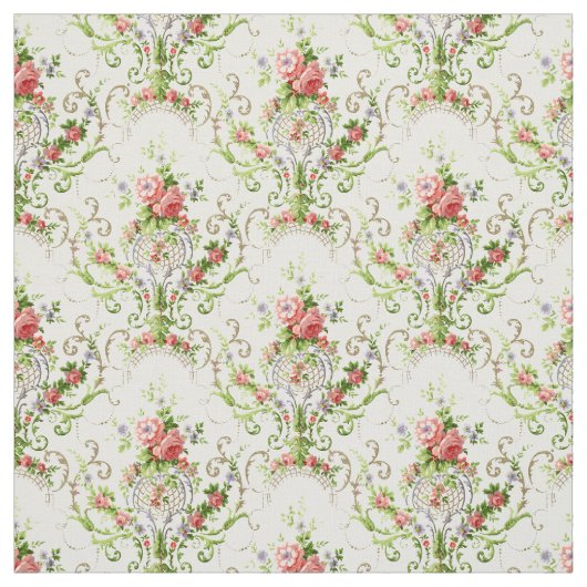  Barokke Rococo Scrolls & Rozen Patroon Stof (Swatch)