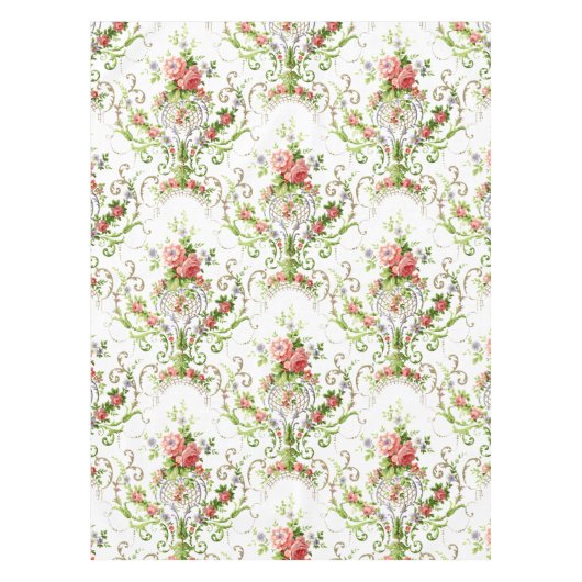 Barokke Rococo Scrolls & Rozen Patroon Tafelkleed (Voorkant)