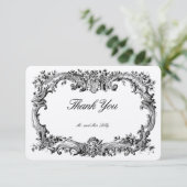 Barokke rococo stijl bloemrand bedankkaart (Staand voorkant)