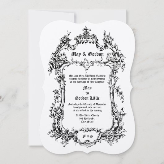 Barokke rococo stijl Victoriaans tijdperk Rocaille Kaart (Voorkant)