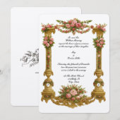 Barokke Rococo Voetstuk Kleur Kader Huwelijk Kaart (Voorkant / Achterkant)