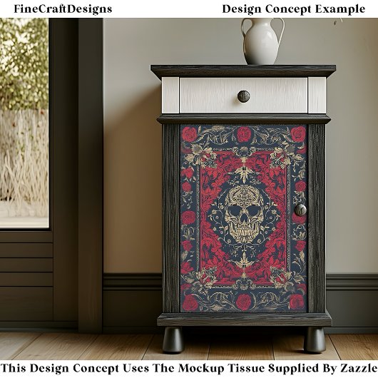  barokke rode & zwarte schedel Decoupage 146 Tissuepapier