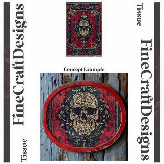  barokke rode & zwarte schedel Decoupage 146 Tissuepapier