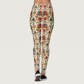 Barokke rood-blauwe en gouden bloemen leggings (Achterkant)
