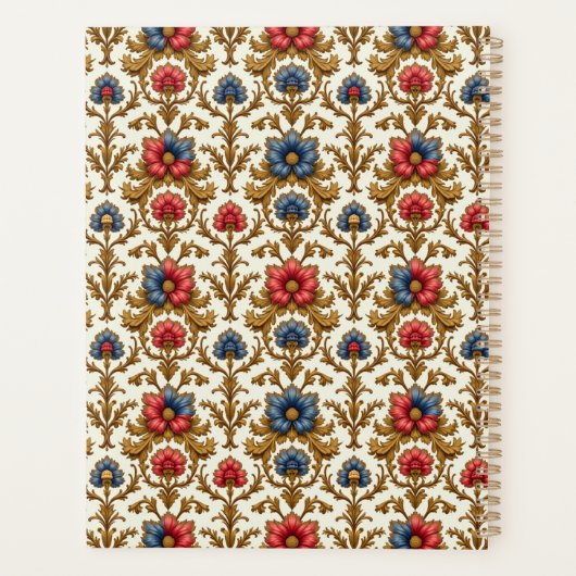 Barokke rood-blauwe en gouden bloemen planner (Achterkant)