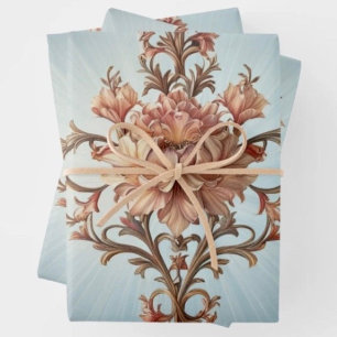 Barokke Roos Inpakpapier Plat Vellen Set van 3