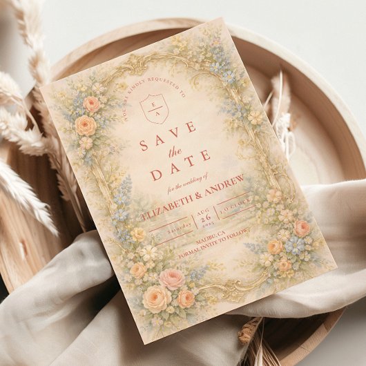 Barokke Rozen Tuin Bruiloft Save The Date
