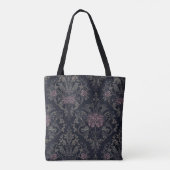 Barokke Rozenmot Tote – Gotische Bloemendamask Tas (Achterkant)