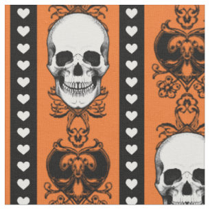 Barokke Schedel Streep Patroon Halloween Oranje Stof