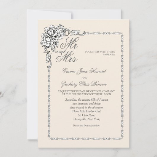 Barokke schoonheid bruiloft uitnodiging (Voorkant)