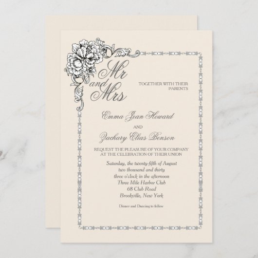 Barokke schoonheid bruiloft uitnodiging (Voorkant / Achterkant)