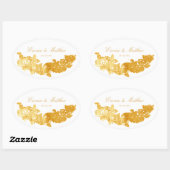 Barokke Siermotief Gouden Bruiloft Monogram Ovale Sticker (Vel)