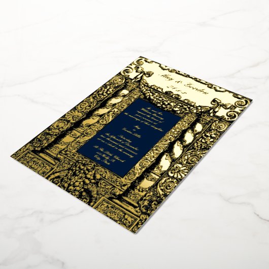  Barokke Solomonic Column Lijst Wedding Folie Uitnodiging (Gedraaid)