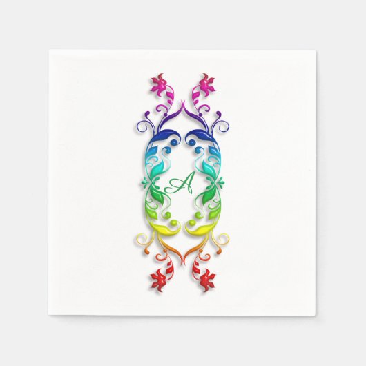 Barokke stijl regenboog bloemenelement. Monogram. Servetten (Voorkant)