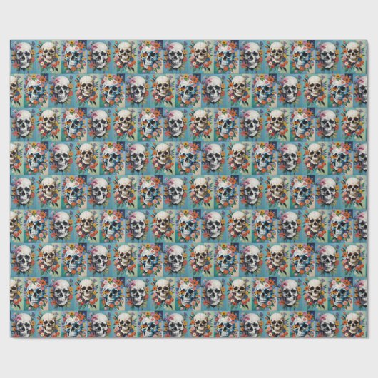 Barokke stijl schedels en Rozen Cadeaupapier (Vlak)