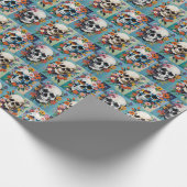 Barokke stijl schedels en Rozen Cadeaupapier (Hoek)