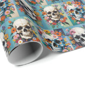 Barokke stijl schedels en Rozen Cadeaupapier (Rol Hoek)