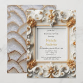 Barokke stijl wit goud vrijgezellenfeest kaart (Voorkant / Achterkant)