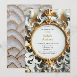 Barokke stijl wit goud vrijgezellenfeest kaart