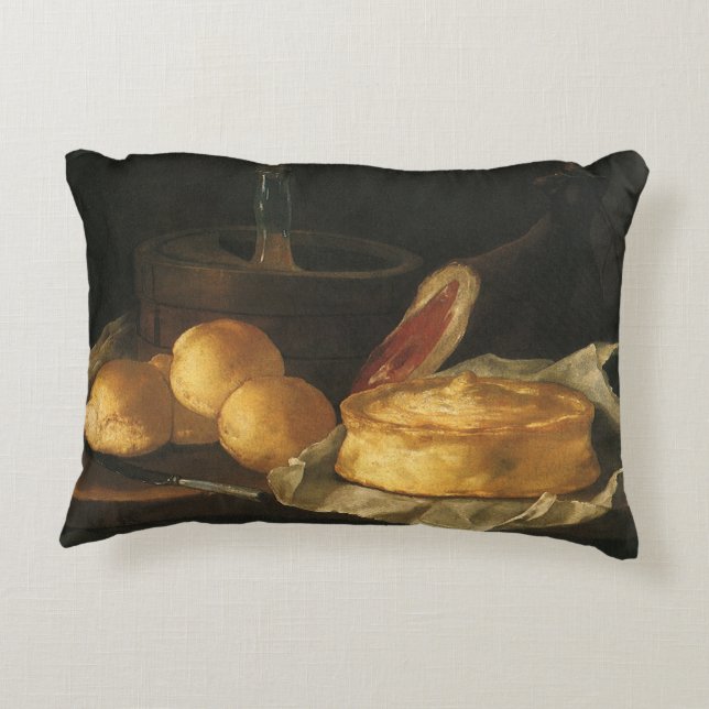 barokke stilleven met brood, kunst, am accent kussen (Achterkant)